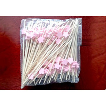 Pink Color Flower Shape Bamboo Cocktail Sticks